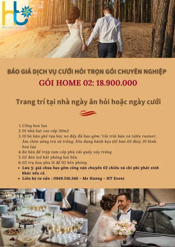 báo giá trọn gói dịch vụ cưới