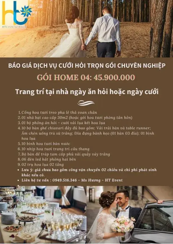 báo giá trọn gói dịch vụ cưới