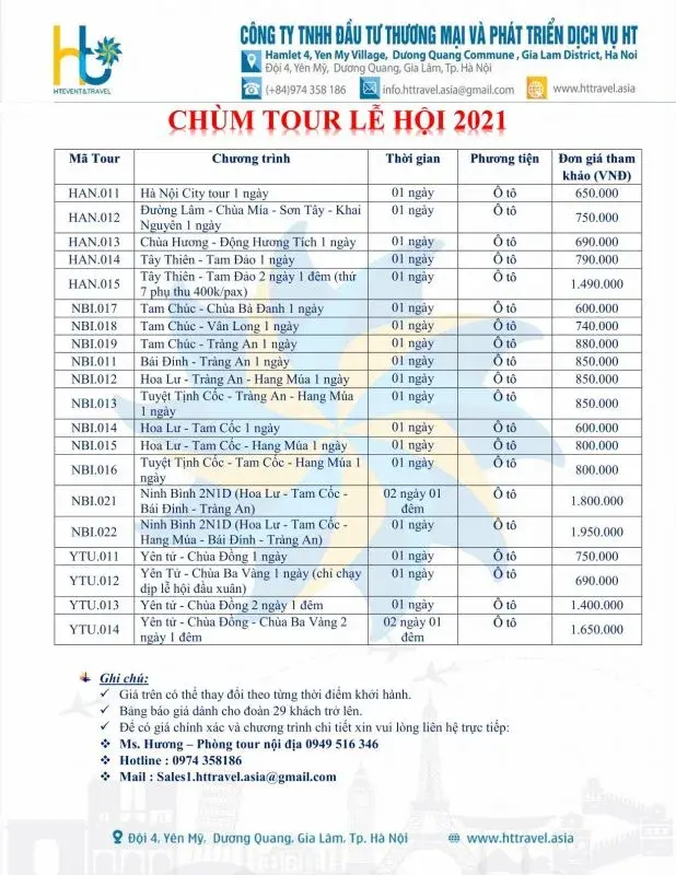 chùm tour lễ hội 2021 giá hấp dẫn